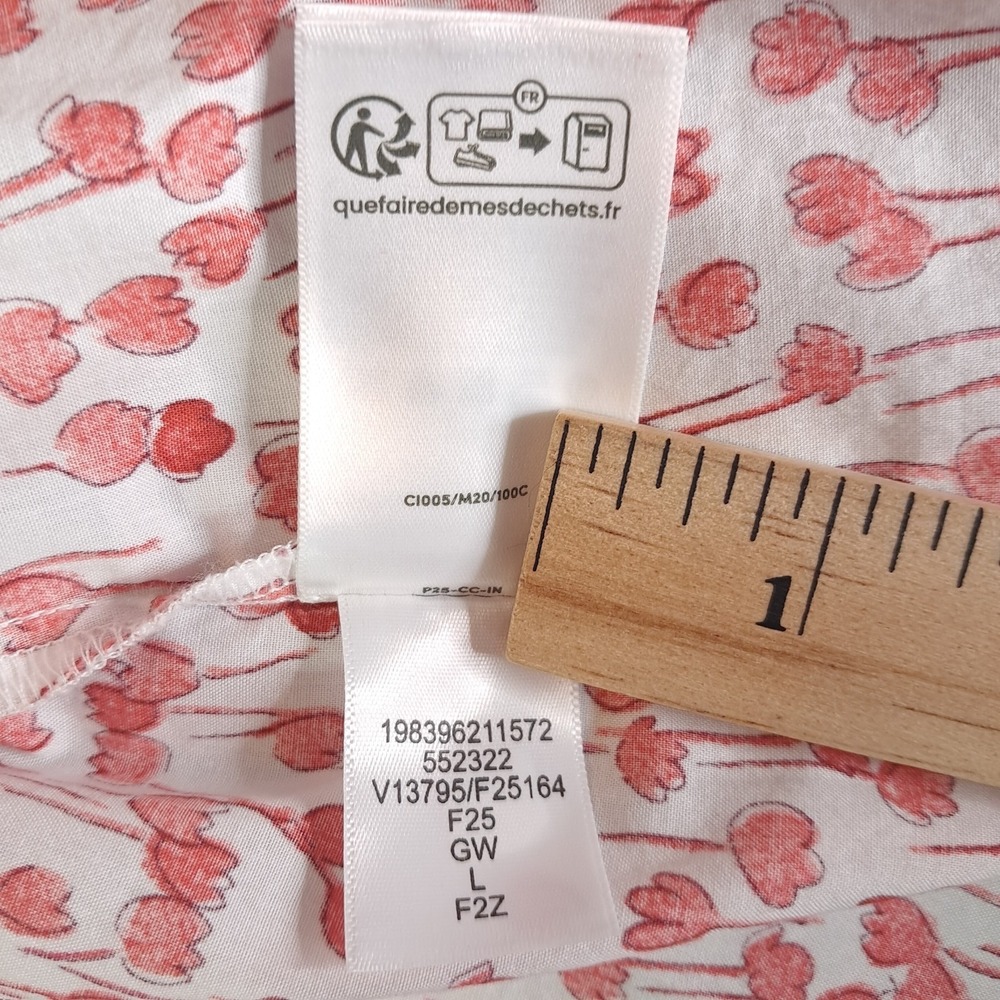 Lands' End Cotton Poplin Belted Button Front Floral Shirt Dress Godets Size L - Picture 7 of 9